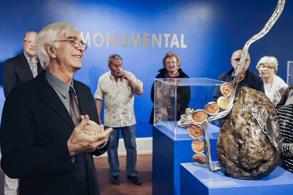 Michael Galmer at the opening reception 'Monumntal' at Biggs Museum.