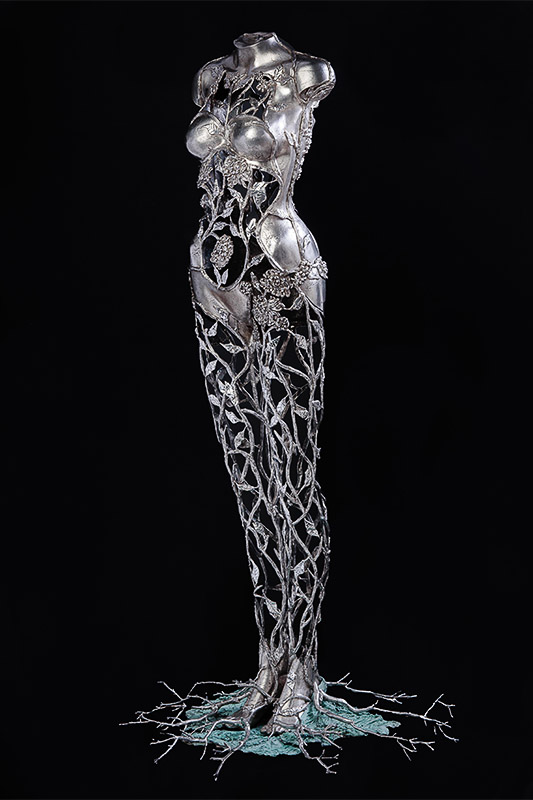 Artist Michael Galmer's sculpture 'Chrysanthemum Woman'.