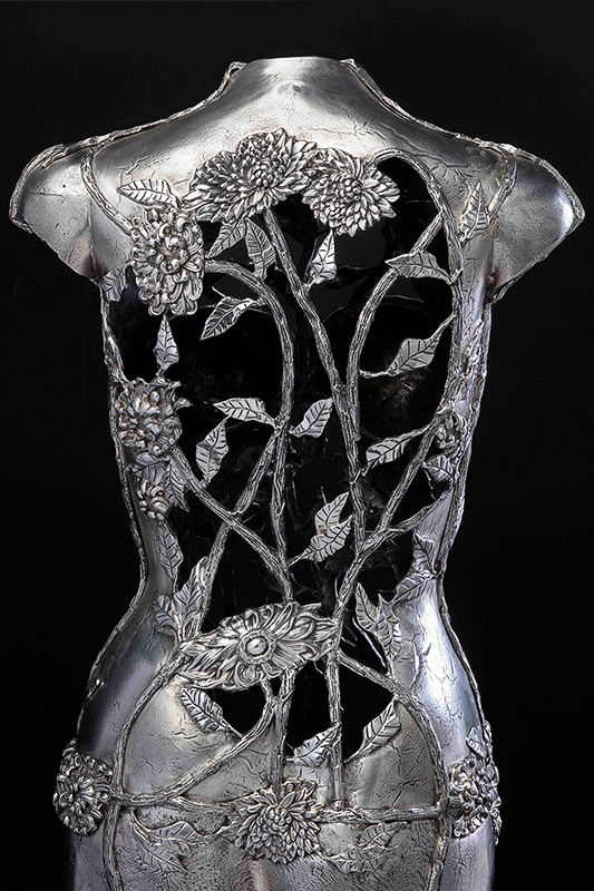 Torso Michael Galmer's silver sculpture 'Chrysanthemum Woman'.
