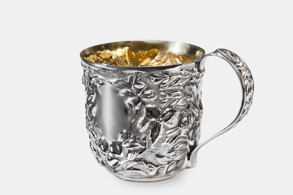 Sterling silver and 24K gold 'Roses Cup' designed by Michael Galmer.