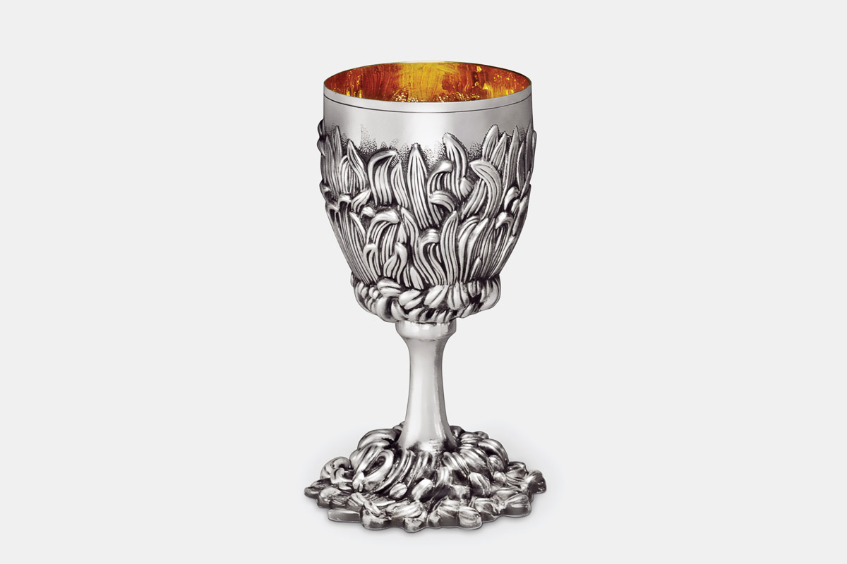 Sterling silver and 24K gold 'Chrysanthemum Goblet' designed by Michael Galmer.