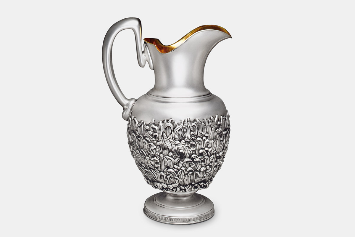 Sterling silver and 24K gold 'Chrysanthemum Pitcher' designed by Michael Galmer.