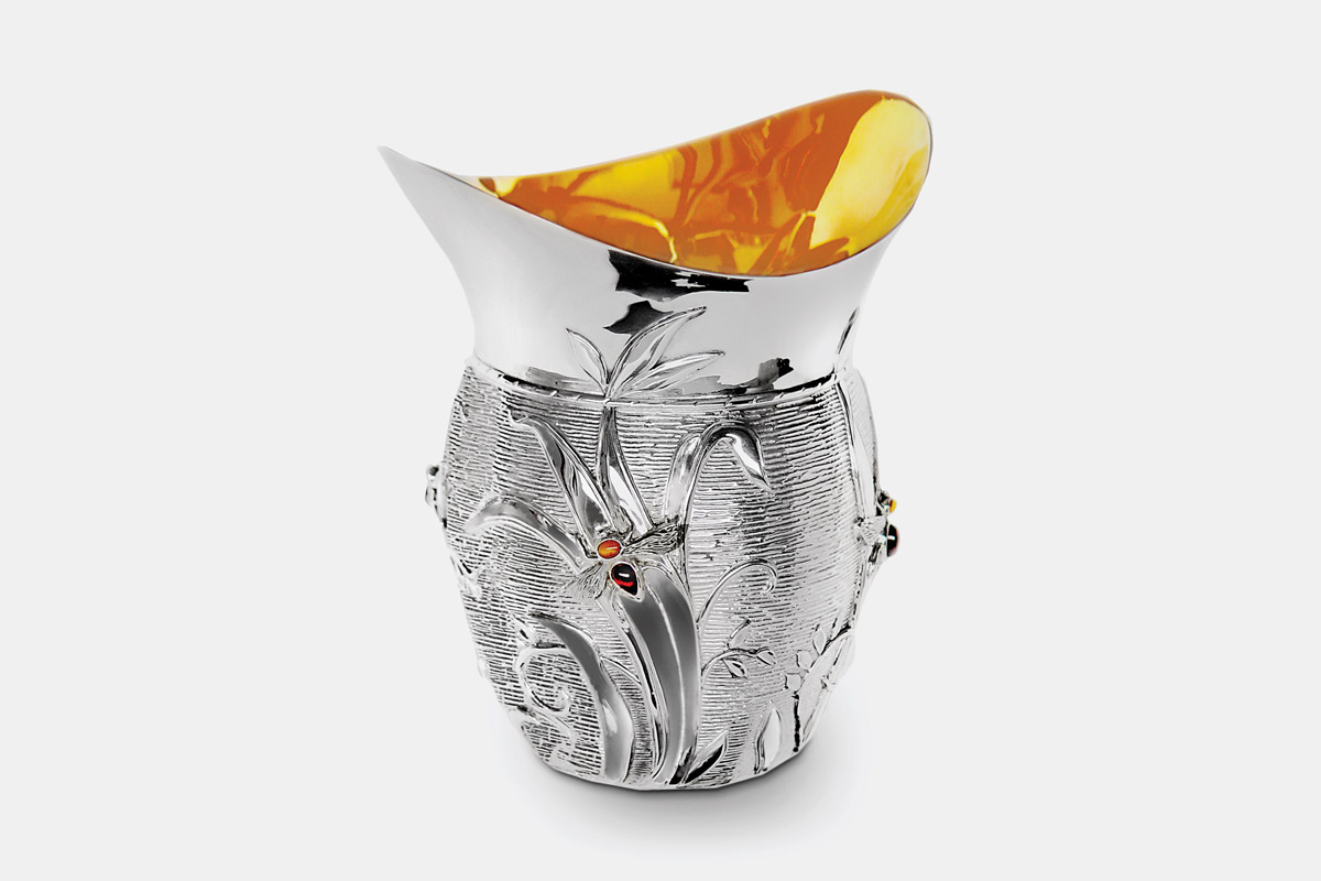 Sterling silver and 24K gold 'Small Bee Vase' designed by Michael Galmer.